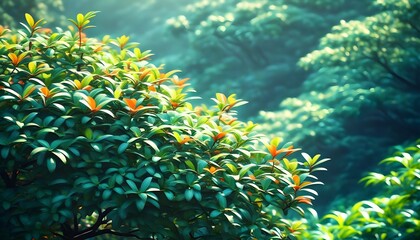 Wall Mural - Isolated Green Bush Against a Clean White Backdrop