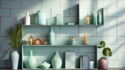 Poster - Minimalist background design featuring soft pastel hues of mint and light lavender