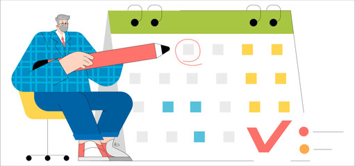Poster - Older Businessman. Flat Vector Illustration