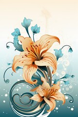 Poster - Elegant flower silhouettes on light background with ample white space for text display