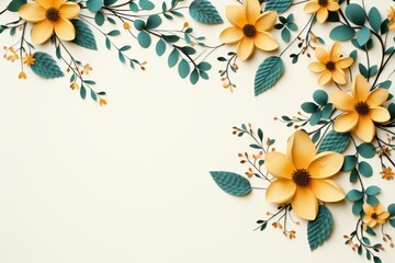 Poster - Abstract floral motifs on a light background with central text space for creative design