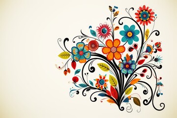 Poster - Abstract floral motifs design on light background with central space for text placement
