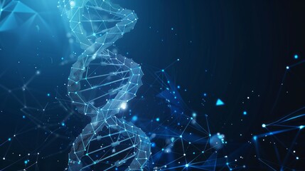 Poster - A blue and white image of a DNA strand