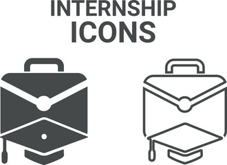Aufkleber - Line art Trainee web banner icon sheet,  vector illustration concept for internship training and learning program apprenticeship with intern, apprentice, training, mentor, support, cooperation and imp