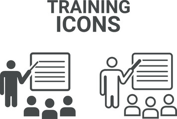 Aufkleber - Line art Trainee web banner icon sheet,  vector illustration concept for internship training and learning program apprenticeship with intern, apprentice, training, mentor, support, cooperation and imp