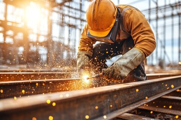 Welder Working on a Steel Construction Project