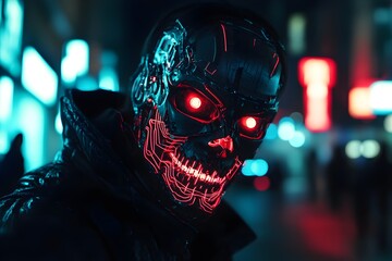Aufkleber - Futuristic Cyberpunk Android with Neon Features