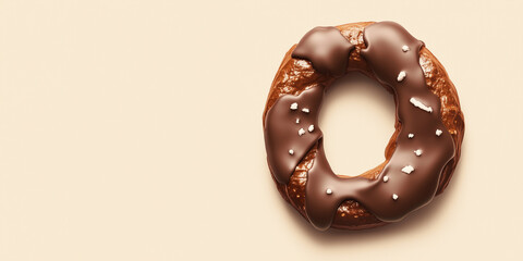 Wall Mural - A chocolate-covered pretzel resting on a flat surface, sweet illustration