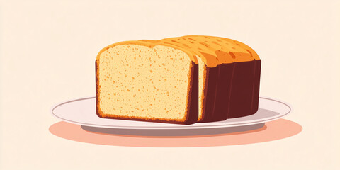 Poster - Pound cake with a smooth surface, divided into equal portions, sweet illustration