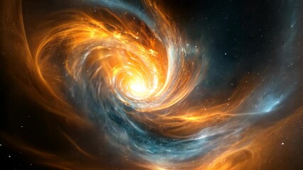 Wall Mural - a bright orange and blue nebula swirls in space, illuminated by a central light source