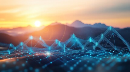 Digital Landscape at Sunset