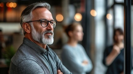 Wall Mural - Thoughtful Mature Man in Modern Workspace