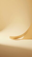 Poster - minimal abstract composition with curved beige paper on beige background, modern design concept