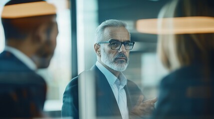 Poster - Focused Discussion in Modern Office Setting