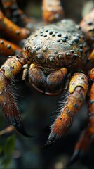 Wall Mural - Close-up of a hairy spider with large eyes