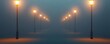 © Kankamol Tama - Empty street with streetlights glowing in fog, eerie stillness, 3D illustration
