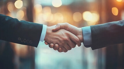 Wall Mural - Business Partnership Handshake in Blurred Background