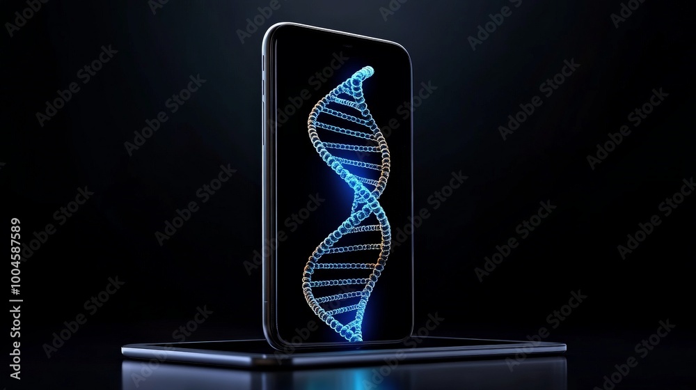 Digital DNA: A futuristic concept showcasing a glowing blue DNA helix ...