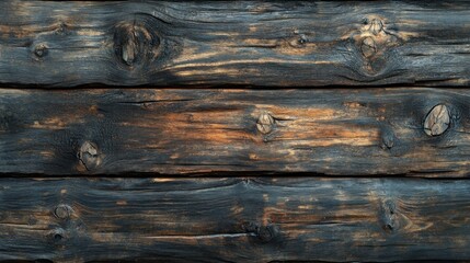 Poster - A wooden surface with a burnt look, giving it a rustic and aged appearance