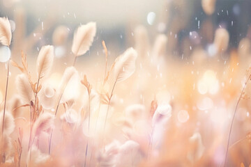 Wall Mural - Bunny tail grass image with bokeh effect