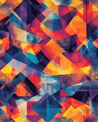 Poster - captivating abstract backdrop featuring a dynamic composition of overlapping colorful geometric patt