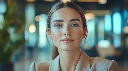 Poster - Confident Businesswoman in Modern Workspace