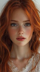 Poster - Stunning Portrait of a Young Woman with Red Hair and Green Eyes