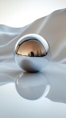 Canvas Print - Chrome sphere reflecting winter landscape on white fabric