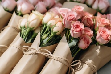 Sticker - Wrapping in craft paper bouquets flower petal plant.