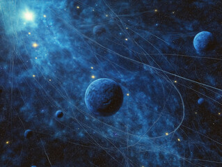blue galaxy planet with stars constellation