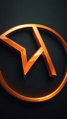 Wall Mural - Angular futuristic 3D logo with glowing orange edges.