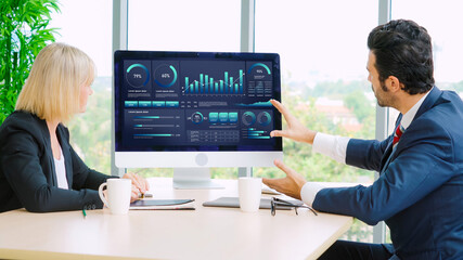 Business data dashboard provide business intelligence analytic for marketing strategy planning snugly with big data set to analyze customer demands and foreseeing business future