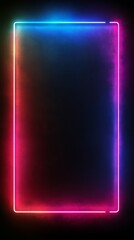 Wall Mural - Colorful neon frame glowing on dark background