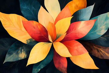 Wall Mural - A close-up illustration of a flower with multicolored petals