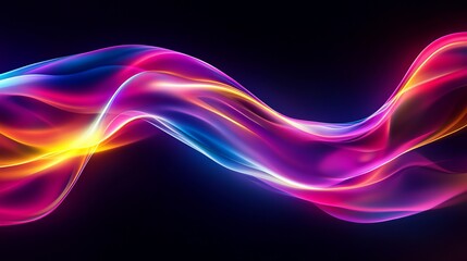 Wall Mural - Abstract colorful wave of energy flowing on dark background