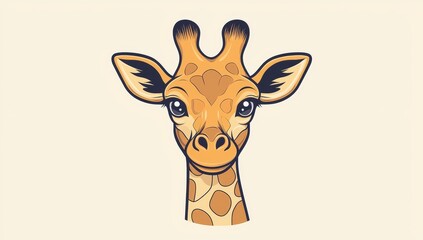 Wall Mural - With contour lines, this minimalist abstract giraffe illustration is charming