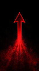 Sticker - Red glowing arrow pointing up on dark background