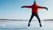 © LIPO@SEXTAO22 - Extreme ice skater performing on a frozen lake, cold winter breeze