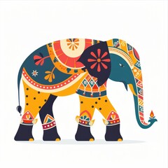 Wall Mural - Colorful ornate elephant illustration