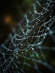 Wall Mural - Close-up of a spider web in moody lighting for Halloween.
