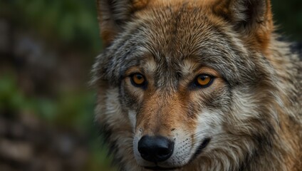 Wall Mural - close-up of a wolf with vibrant fur.