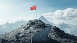 © Johannes - Mountain top Road going to achievement flag, Business goals achieve concept