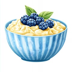 Sticker - Bowl of creamy porridge with blackberries.