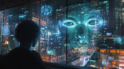 Poster - through the looking glass of technology, where pixels form the reflection of innovation, what vision