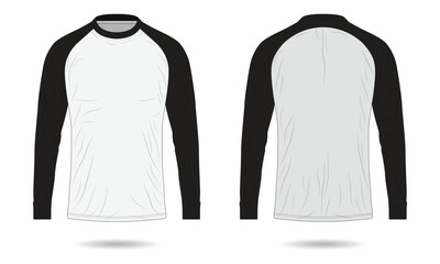 Wall Mural - Black and white raglan sleeve t-shirt mockup