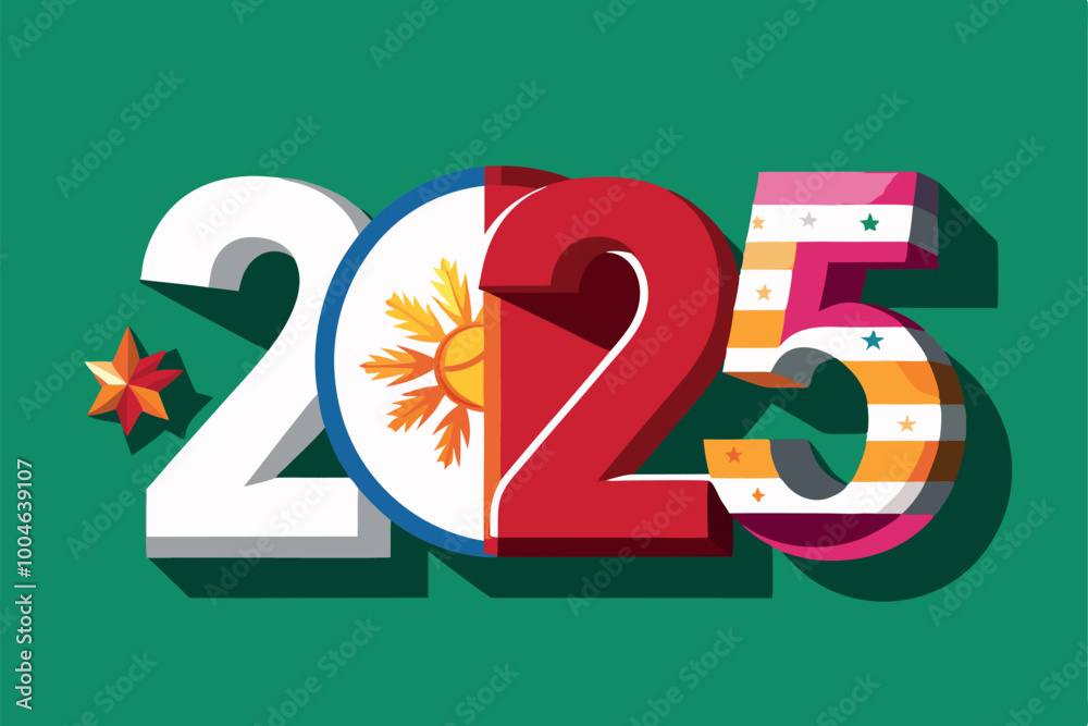 2025 happy new year in Mexico flag, countries 2025 new year collection