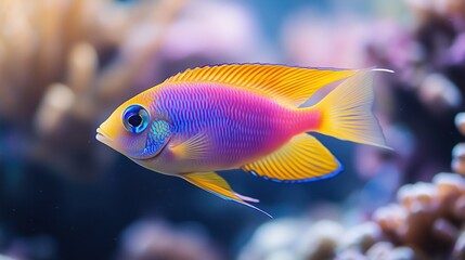 A neon-colored fish swimming in an underwater wonderland