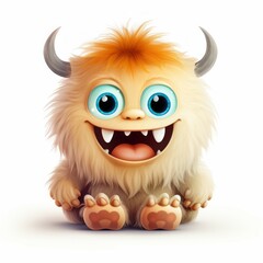 Cute monster and demon on white background Created with Generative AI technology.