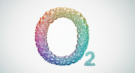 Poster - Bubbles in rainbow colors representing oxygen artistic representation of oxygen gas bubbles vibrant and creative design
