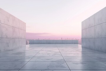 Sticker - Modern rooftop with cityscape view